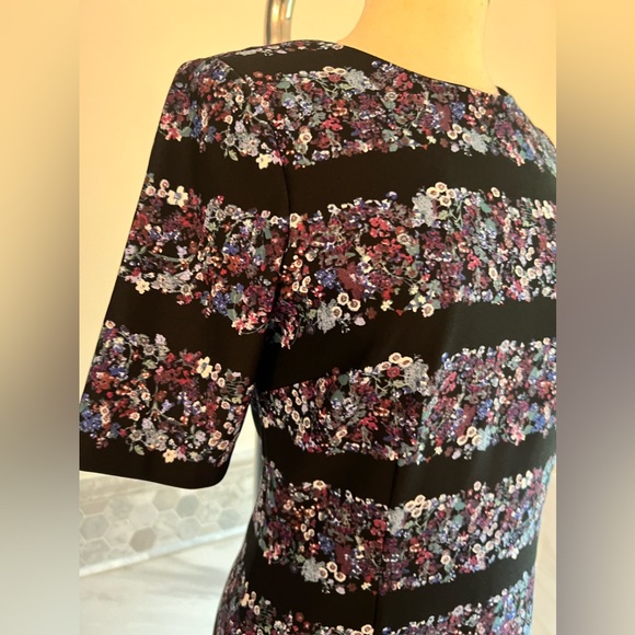 Adrianna Pappell Elbow Sleeves Floral Black Dress Size 8 - Picture 4 of 10